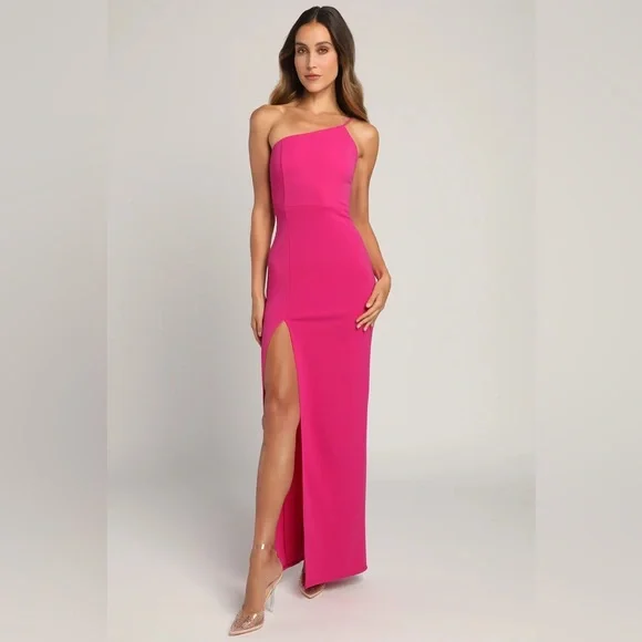 Keeper of My Heart Magenta One-Shoulder Maxi Dress - Picture 1 of 6